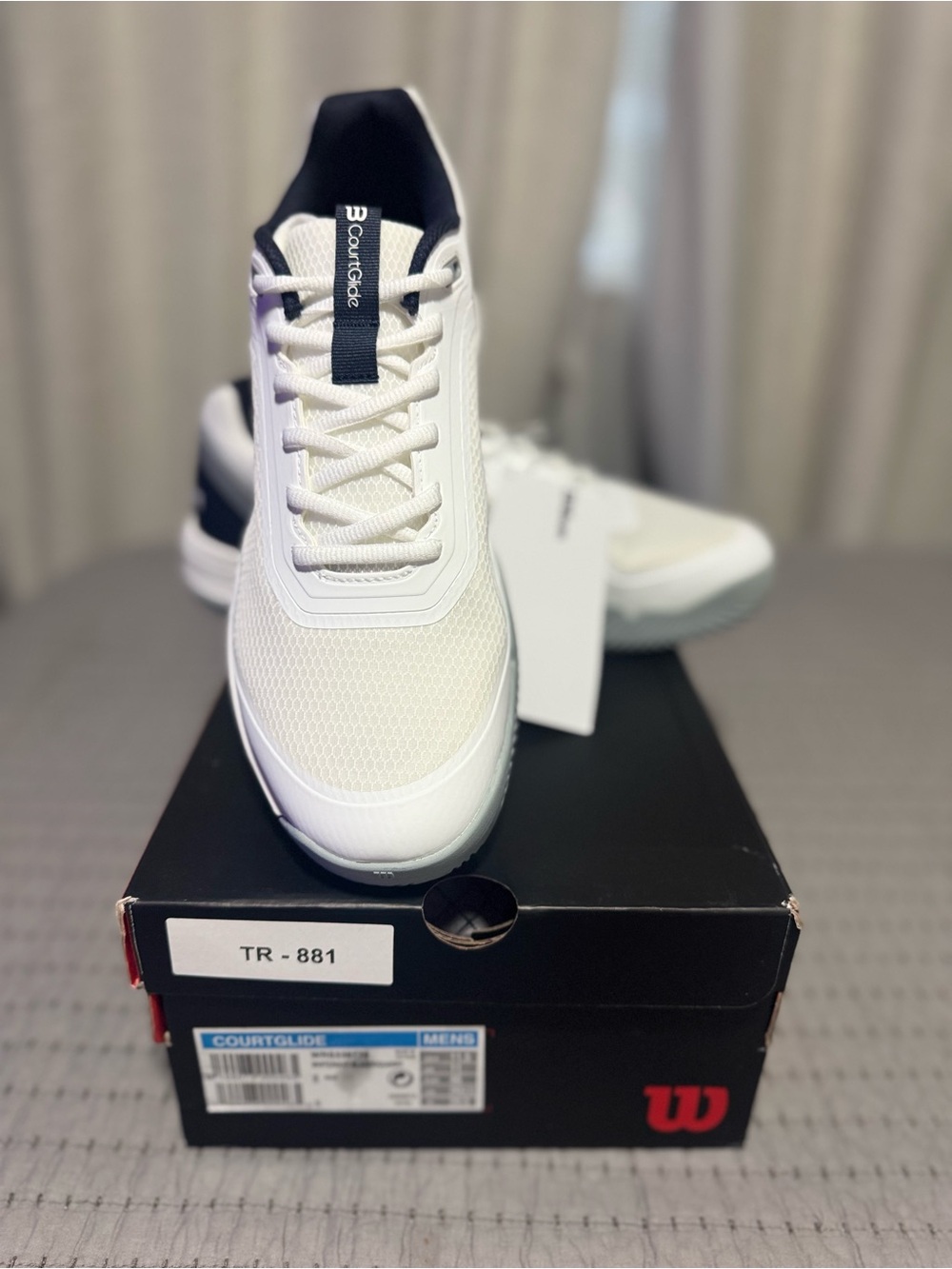 Wilson Courtglide Tennis Shoes, White/Navy Blazer/Quarry, Men’s 11.5, New